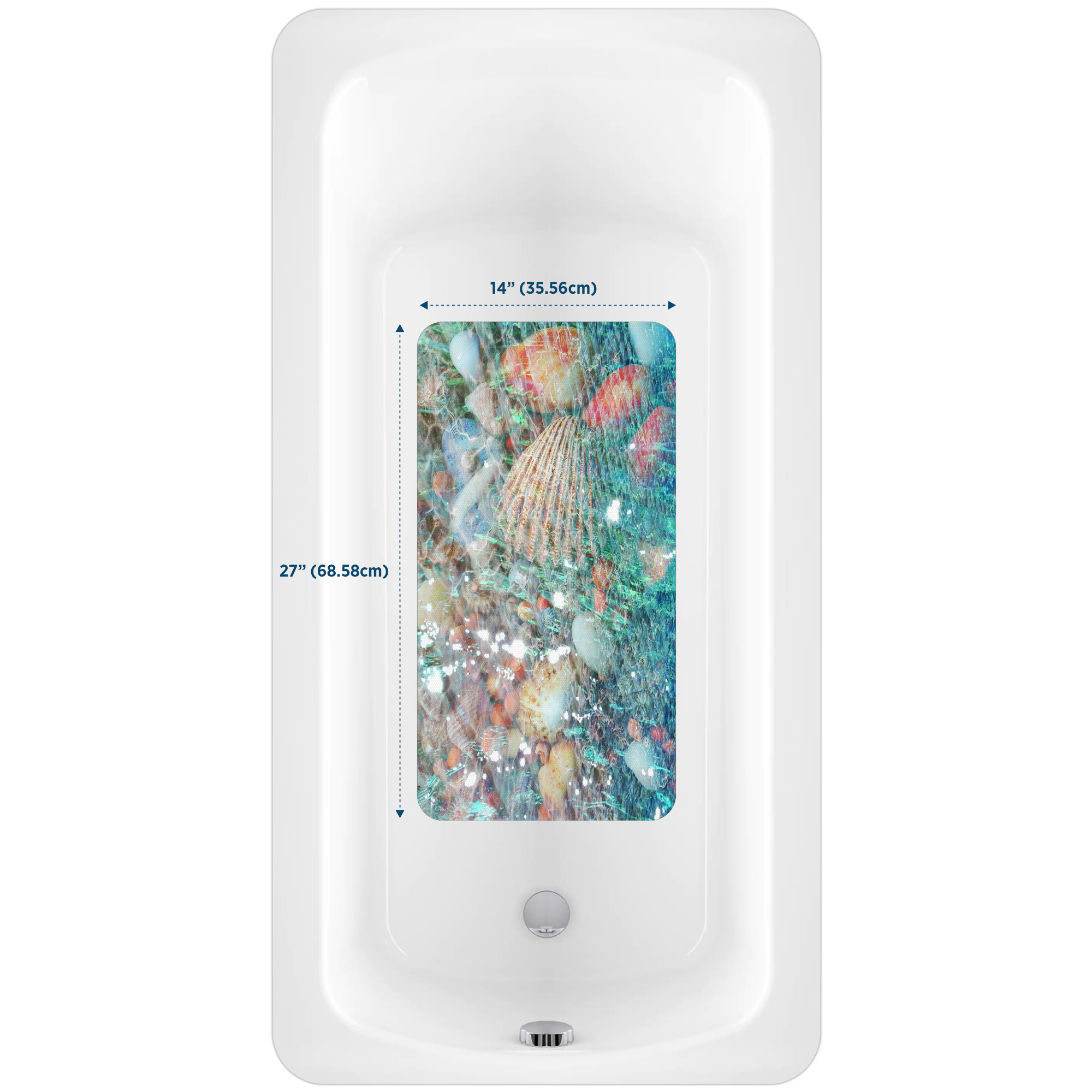 Kahuna Grip 26 x 32 Graphic Design Shower Mat with 6 Drain Hole